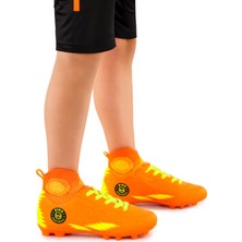 Kiko Kids 142 Fkp Boğazlı Krampon Çim Saha Erkek Çocuk Futbol Ayakkabı Turuncu - Sarı