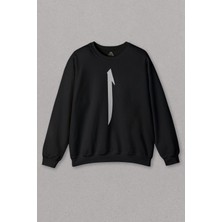 So Cool Unisex Siyah Sweatshirt Elif Vav Sonsuzluk Mevlana Tasavvuf Arapça Waw Baskılı Sweat