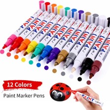 GongtuShop Tarz Ol 12 Renk Su Geçirmez Araba Lastiği Lastik Sırtı CD Metal Kalıcı Boya Marker Graffti Yağlı Marker Macador Caneta Kırtasiye (Yurt Dışından)