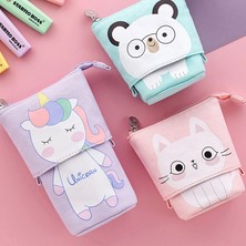 GongtuShop Beyaz Kedi Stili Sevimli Tuval Esnek Kalem Kutusu Kawaii Büyük Kapasiteli Okul Öğrenci Malzemeleri Kalem Çantası Kırtasiye Hediye Organizatör Tutucu Kutusu (Yurt Dışından)