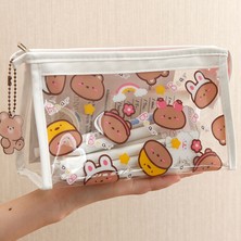 GongtuShop No.6 Tarzı Sevimli Ayı Hayvan Şeffaf Kalem Kutusu Ofis Büyük Kapasiteli Kalem Çantası Malzeme Escolar Kawaii Kırtasiye Okul Malzemeleri (Yurt Dışından)