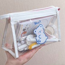 GongtuShop No.6 Tarzı Sevimli Ayı Hayvan Şeffaf Kalem Kutusu Ofis Büyük Kapasiteli Kalem Çantası Malzeme Escolar Kawaii Kırtasiye Okul Malzemeleri (Yurt Dışından)