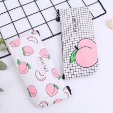 GongtuShop No.1 Tarzı 1 Parça Kawaii Şeftali Kalem Kalem Kutusu Çanta Tuval Okul Kırtasiye Siyah Araçları Almak Makyaj Çantası Kozmetik Durumda (Yurt Dışından)