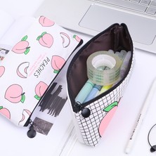 GongtuShop No.1 Tarzı 1 Parça Kawaii Şeftali Kalem Kalem Kutusu Çanta Tuval Okul Kırtasiye Siyah Araçları Almak Makyaj Çantası Kozmetik Durumda (Yurt Dışından)