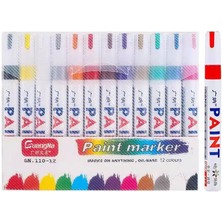 GongtuShop 12 Adet Altın Tarzı 12 Renk Set Su Geçirmez Araba Lastiği Lastik Sırtı Kauçuk Metal Kalıcı Boya Marker Kalem Graffti Yağlı Marker Kalem Kırtasiye Malzemeleri (Yurt Dışından)