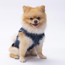 Pawstar Koyu Mavi Denim Yelek Kot Yelek Köpek Kıyafeti Köpek Yeleği