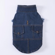 Pawstar Koyu Mavi Denim Yelek Kot Yelek Köpek Kıyafeti Köpek Yeleği