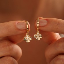 Sembol Gold Altın Yonca Küpe Ikili