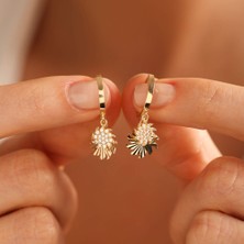Sembol Gold Altın Güneş Küpe İkili