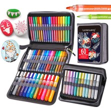 Mingjinshop3 12 Renk Stili Akrilik Boya Marker Peolor Boyama Işaretleyiciler Kaya Boyama Taş Seramik Cam Ahşap Kumaş Hediyeler Için Kanvas Çanta ile Set (Yurt Dışından)