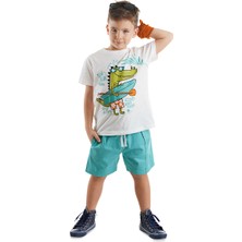 Denokids Timsah Erkek Çocuk T-Shirt Gabardin Şort Takım