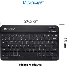 Microcase Samsung Galaxy Tab A9 SM-X110 8.7  Tablet  Çanta + Türkçe Bluetooth Klavye+Mouse+Tablet Standı-Siyah AL8126