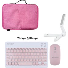 Microcase Samsung Galaxy Tab A9 SM-X110 8.7 Inch Tablet Tablet Çanta + Bluetooth Klavye + Mouse + Tablet Standı - Pembe AL8127