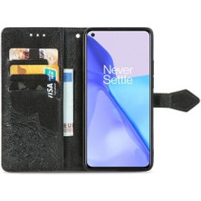 BDT Boutique Oneplus 9 Için Kılıf Zarif Desen Deri Kılıf Basit Iş Çevirme (Yurt Dışından)