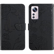 BDT Boutique Xiaomi 12 Çiçekler ve Kelebekler Için Kılıf ile Darbeye Deri Kılıf Pu (Yurt Dışından)