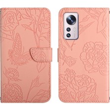 BDT Boutique Xiaomi 12 Çiçekler ve Kelebekler Için Kılıf ile Darbeye Deri Kılıf Pu (Yurt Dışından)