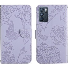 BDT Boutique Oppo Case 6 5g Için Pu Deri Kapak Çevirin Çiçekler ve Kelebekler (Yurt Dışından)