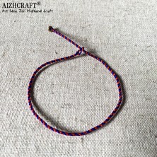 Qiuhong Shop 18-20CM Tarzı Kırmızı Karışık Mavi Aızhcraft Estetik Tibet El Yapımı Ince Dokuma Halat Bilezik Kadın Erkek Aşk Şanslı Charm Düğün Takı Himalaya Hediye Boho (Yurt Dışından)