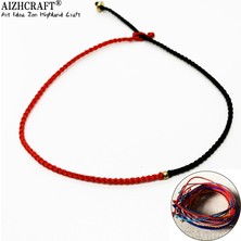 Qiuhong Shop 18-20CM Tarzı Kırmızı Karışık Mavi Aızhcraft Estetik Tibet El Yapımı Ince Dokuma Halat Bilezik Kadın Erkek Aşk Şanslı Charm Düğün Takı Himalaya Hediye Boho (Yurt Dışından)