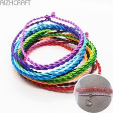 Qiuhong Shop M19-21CM Stili Koyu Pembe 10 Adet Aızhcraft 17 Renk Tibet Budist Aşk Şanslı Çekicilik Tibet Bilezik ve Halhal Kadın Erkek El Yapımı Basit 2-Threads Halat (Yurt Dışından)