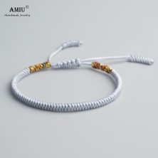 Qiuhong Shop 4-Gri Amıu 41 Renk Tibet Budist Aşk Şanslı Charm Tibet Bilezik ve Bilezik Kadın Erkek El Yapımı Düğüm Halat Budda Bilezik (Yurt Dışından)