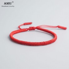 Qiuhong Shop 4-Gri Amıu 41 Renk Tibet Budist Aşk Şanslı Charm Tibet Bilezik ve Bilezik Kadın Erkek El Yapımı Düğüm Halat Budda Bilezik (Yurt Dışından)