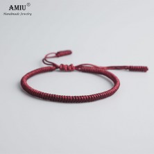Qiuhong Shop 4-Gri Amıu 41 Renk Tibet Budist Aşk Şanslı Charm Tibet Bilezik ve Bilezik Kadın Erkek El Yapımı Düğüm Halat Budda Bilezik (Yurt Dışından)
