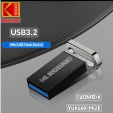 Kodak K133 Yeni Süper Hızlı 3.2 140Mbs Gen1 Usb Flash Bellek 128GB. Orjinal Mini USB Flash Bellek Ultra Hızlı