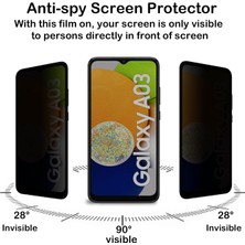 MTK Moveteck Samsung Galaxy A03 Uyumlu Hayalet Ekran Koruyucu Cam 5d Privacy Yandan Görünmez Gizlilik Sağlayan Ekran Koruyucu Camı Tam Kaplar