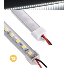 Burul 2 Adet 25 cm Alüminyum Kasa Çubuk Şerit LED Işık Şeffaf Beyaz 12 Volt