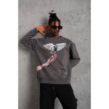 Mofp Erkek Güvercin Baskılı Sweatshirt - Gri