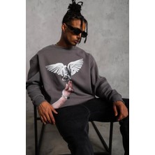 Mofp Erkek Güvercin Baskılı Sweatshirt - Gri