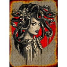 Tablomega Ahşap Mdf Puzzle Yapboz  gri Fon Medusa 255 Parça 35*50 cm