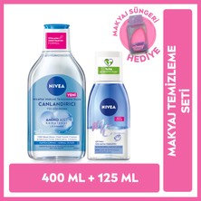 Nivea Micellar Makyaj Temizleme Suyu Normal Ciltler 400 ml, Göz Makyaj Temizleyici 125 ml Makyaj Süngeri Hediyeli