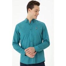 U.S. Polo Assn. Erkek Petrol Gömlek Desenli 50272445-VR102