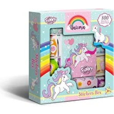 Unicorn Sticker Box - Çocuklar Için 800+ Sticker Set, Origami Kağıdı & Not Defteri - Çıkartma Kutusu