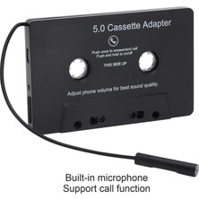 Xiaofeng Araba Bluetooth5.0 Kaset Alıcısı, Bluetooth5.0 Kaset Adaptörü, Bluetooth5.0 Bant Dönüştürücü Mp3 Çalar Ses Dönüştürücü Araba Siyahı Için (Yurt Dışından)