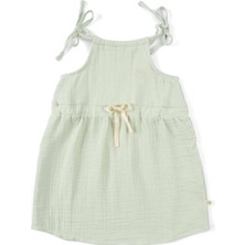 Little Gusto Müslin Askılı Elbise Yeşil Organik Pamuk