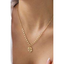 By Milo Jewellery 14 Ayar Altın Kalpli Yonca Kolye