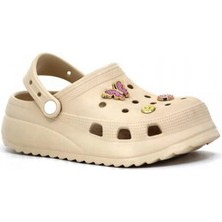 Sonimix Bej Kadın Eva Aksesuarlı Yüksek Topuklu Günlük Cross Terlik - Bej - 40