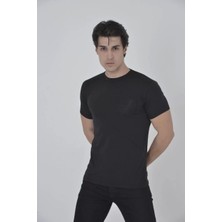 TeksAs Giyim Erkek File Cepli Slim Fit T-Shirt - Siyah