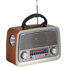 Cannavaro CN-301 Bt Nostaljik Radyo Bluetooth + Ledli + Fener + USB + Sd Card Mp3 Radyo Çalar