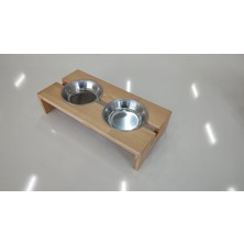 Gülen Mobilya Ahşap Çelik Kaseli Kedi Köpek Mama ve Su Kabı
