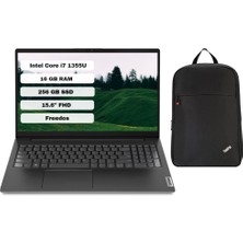 Lenovo V15 G4 Intel Core I7 1355U 16GB 256GB SSD Freedos 15.6" Fhd Taşınabilir Bilgisayar 83A1003NTX + Çanta