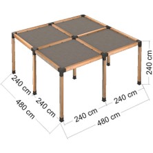 Gardner Life ARD116  Ahşap Dört Bölümlü Gölgelikli Pergole