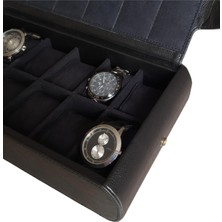 Özer Kutu Deri 12 Li Saat Çantası Yandan Çıtçıtlı (Siyah)