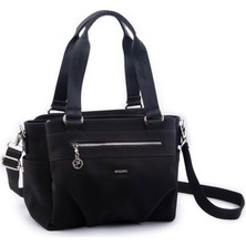 Nas Bag Kadın Çanta Omuz El ve Çapraz Çanta Çok Gözlü Siyah Buzzy  (En:37 cm ; Boy:24 cm )