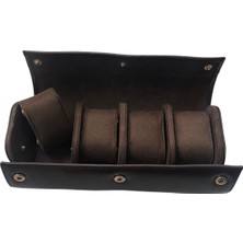 Özer Kutu Deri Dörtlü Saat Kutusu Çıtçıtlı (Kahverengi)