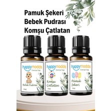 Happymodds Aromaterapi Uçucu Yağ 10 ml 3'lü Set Komşu Çatlatan, Bebek Pudrası, Pamuk Şekeri