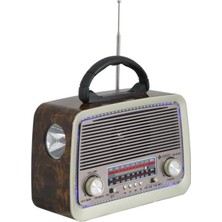 Cannavaro CN-301 Bt Nostaljik Radyo Bluetooth + Ledli + Fener + USB + Sd Card Mp3 Radyo Çalar